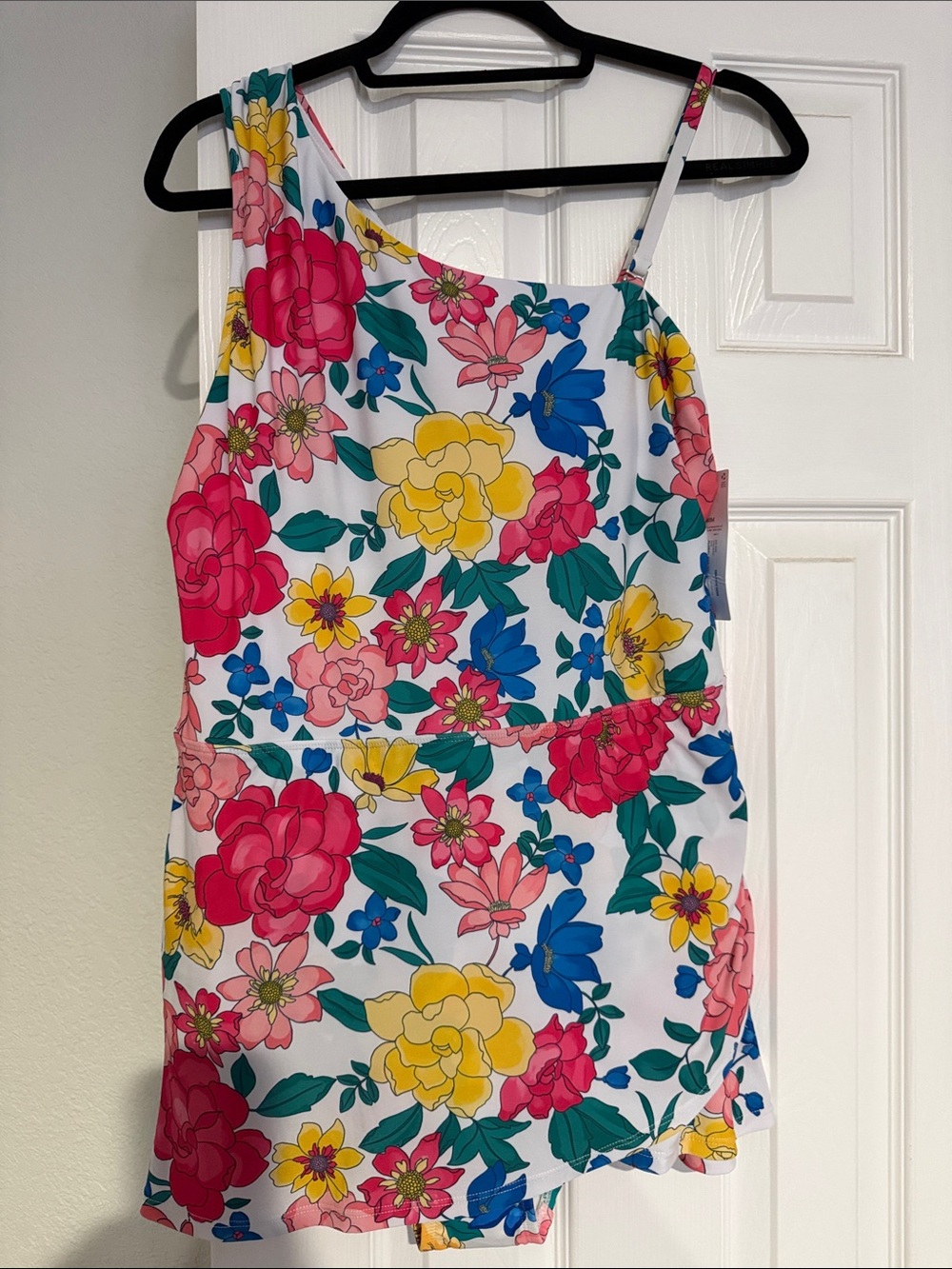 Floral One-Shoulder swim dress 12 Liz Claiborne - Bright Multicolor